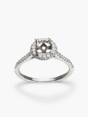 Falling Edge Pavé Diamond Halo Engagement Ring In 18K White Gold By James Allen